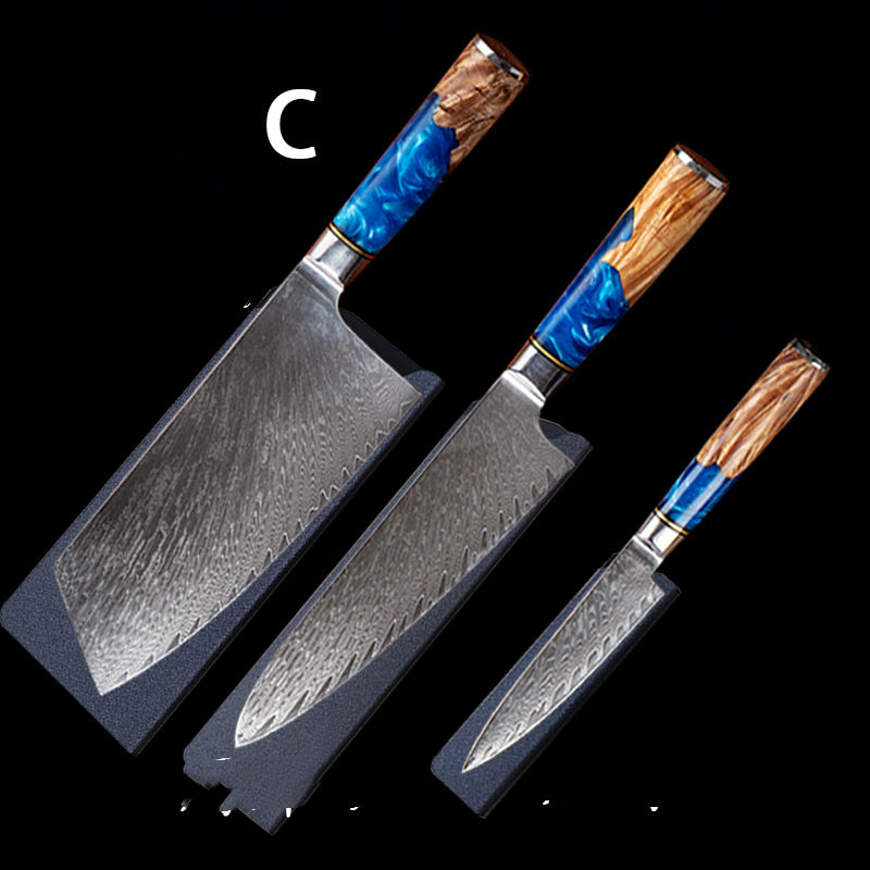 Damascus Steel Professional Kitchen Knife Set – Commercial Restaurant Chef Knives