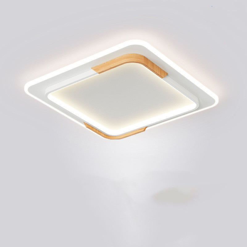 Round Wood Grain LED Ceiling Light Modern Bedroom Ceiling Lamp for Living Room Home Decor
