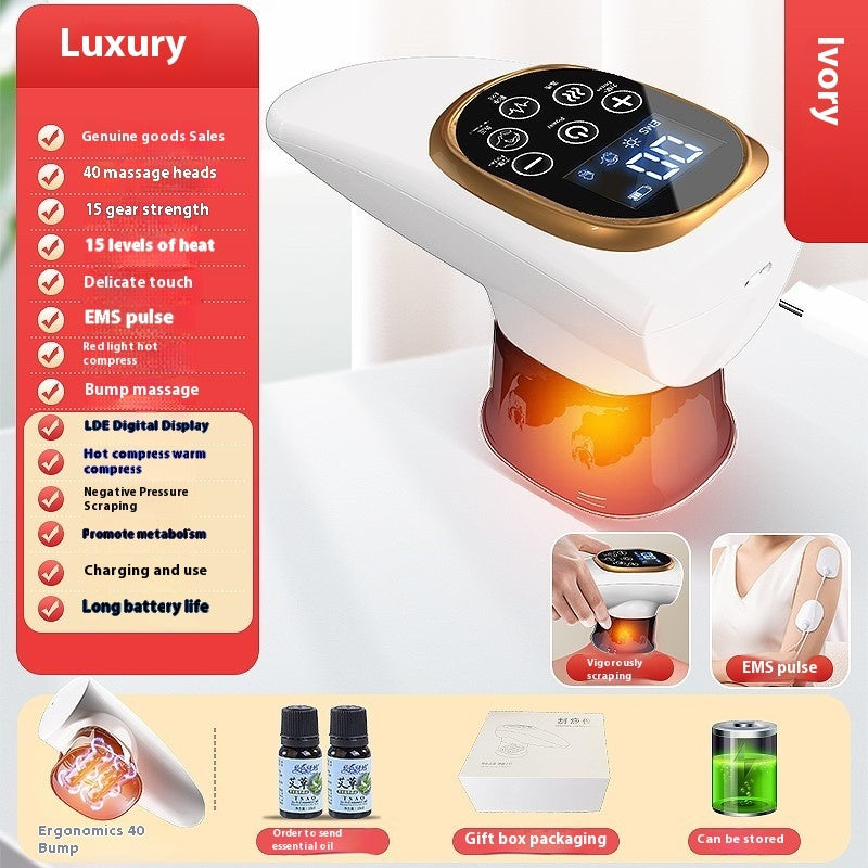 Electric EMS Cupping Device Microcurrent Vacuum Hot Compress Scraping Therapy Negative Pressure Massage Tool