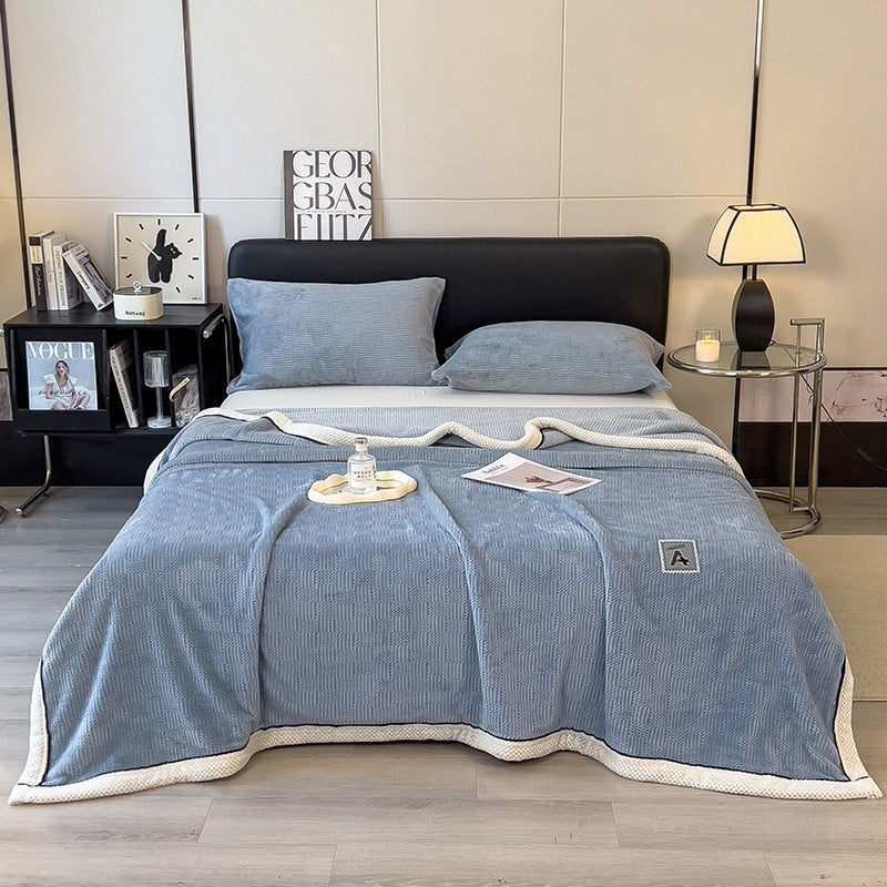 Maternal and Child Grade Knitted Blanket Milk Velvet Coral Fleece Air Conditioning Blanket Soft Warm Throw for Home Use