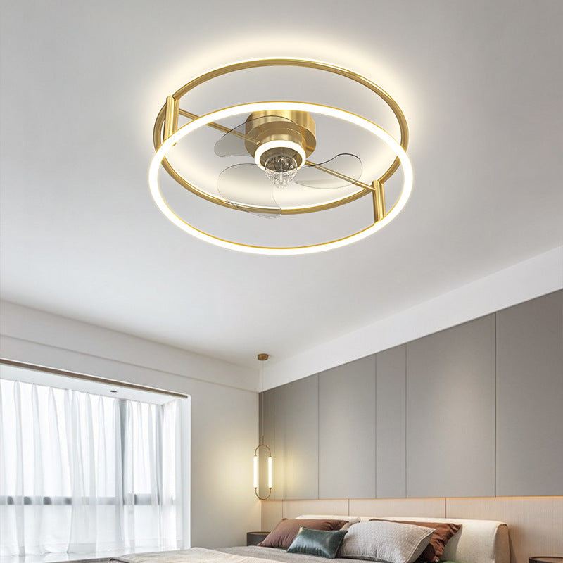 Modern Simple Ceiling Fan Light Dining Room LED Ceiling Fan Lamp With Remote Control