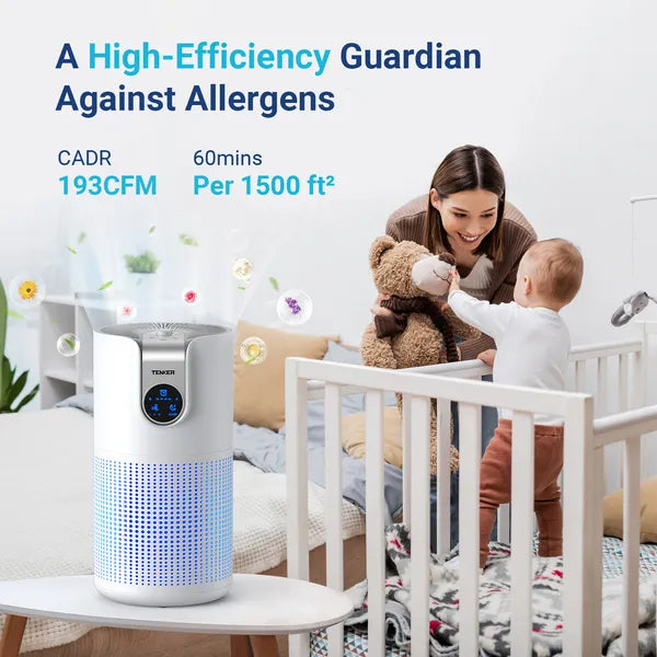 TENKER M03 Air Purifier for Large Rooms HEPA Air Cleaner for Home Bedroom Pets Smoke Pollen Dust Odor Removal