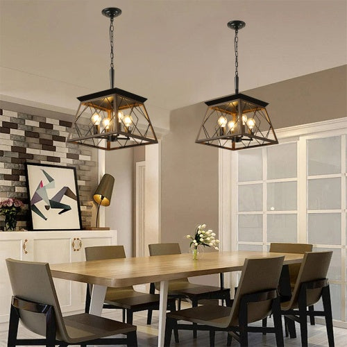Farmhouse 4-Light Vintage Chandelier – Antique Style Ceiling Lamp (Bulbs Not Included)
