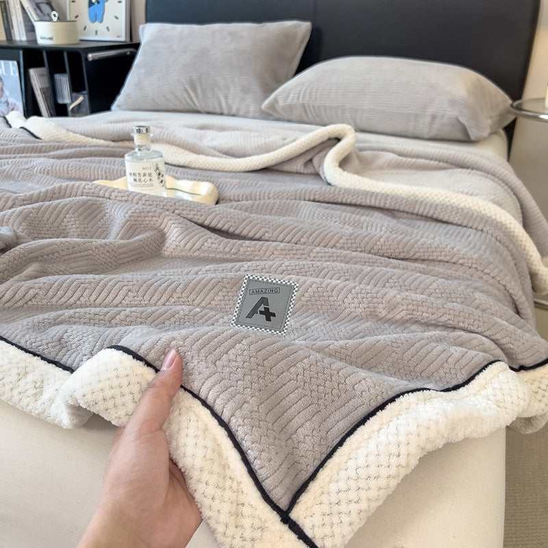 Maternal and Child Grade Knitted Blanket Milk Velvet Coral Fleece Air Conditioning Blanket Soft Warm Throw for Home Use