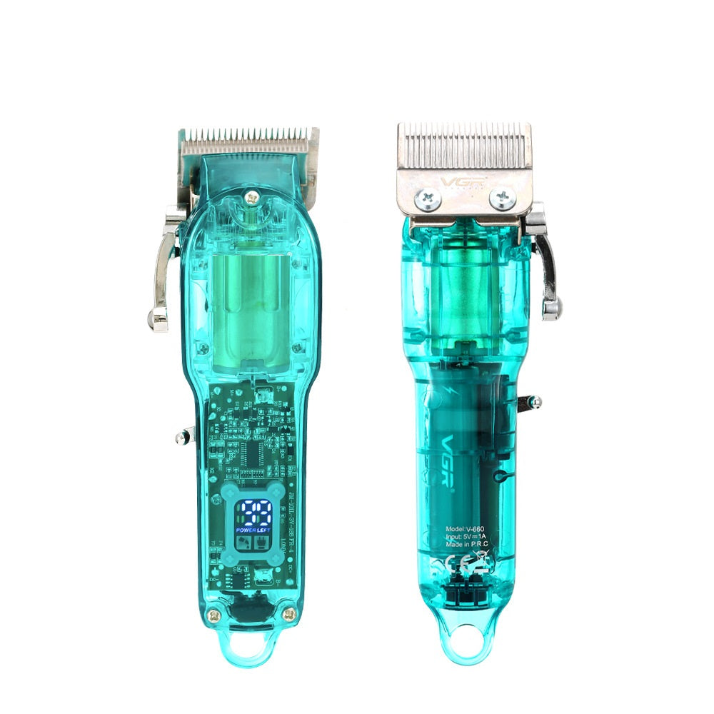Rechargeable Transparent Hair Clipper Digital Display Electric Hair Trimmer Cordless Grooming Tool