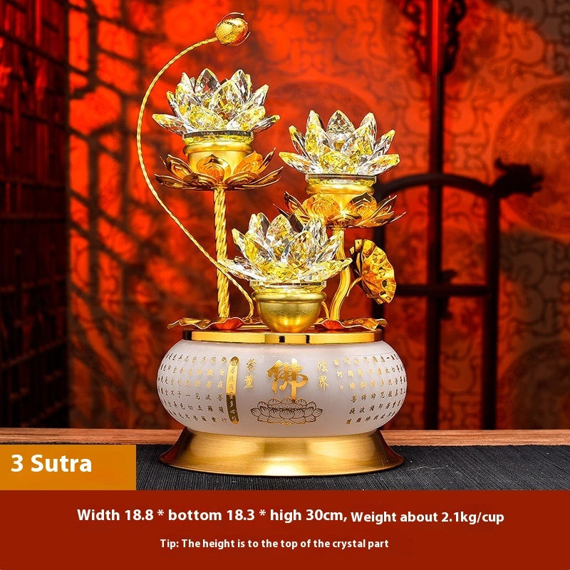 Colorful Crystal Lotus Buddha Hand Plug-in Lamp for Worship & Meditation