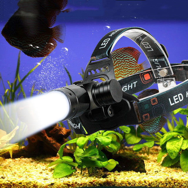 Rechargeable Diving Headlight Head-Mounted Underwater Strong Light LED Waterproof Dive Headlamp