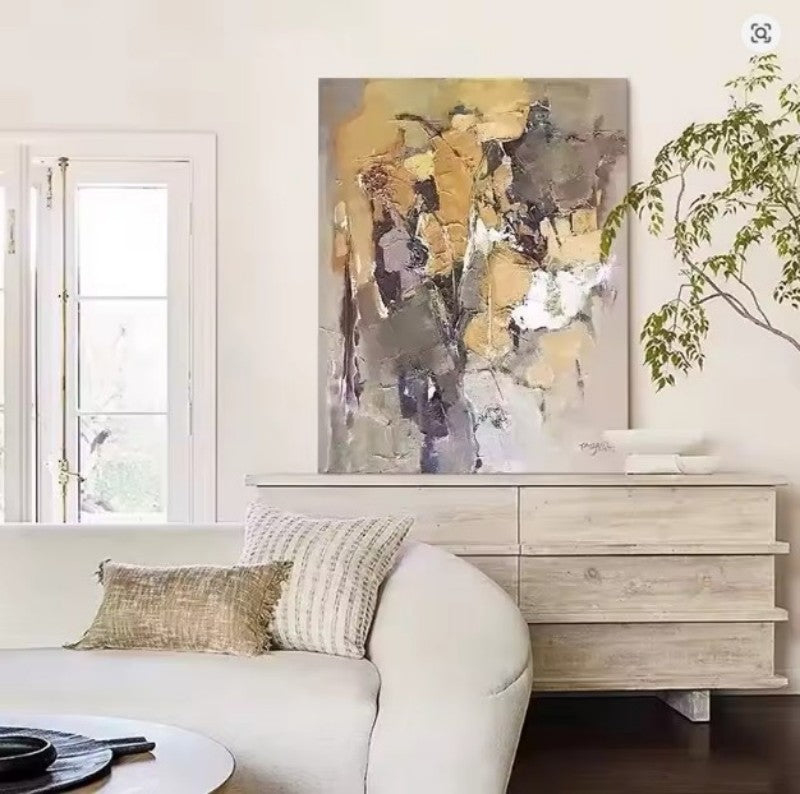 Modern Abstract Hand Drawn Oil Painting on Canvas Wall Art Picture for Living Room Home Decor Porch Mural