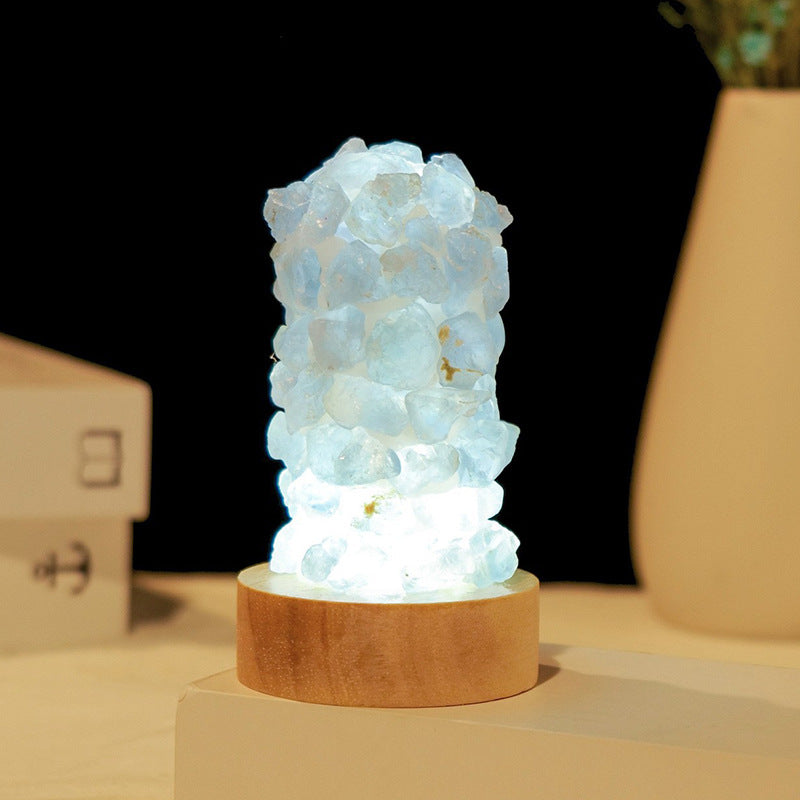 Natural Amethyst Crystal Night Light USB Plug In Mini Gemstone Lamp for Bedroom Desk Home Decor