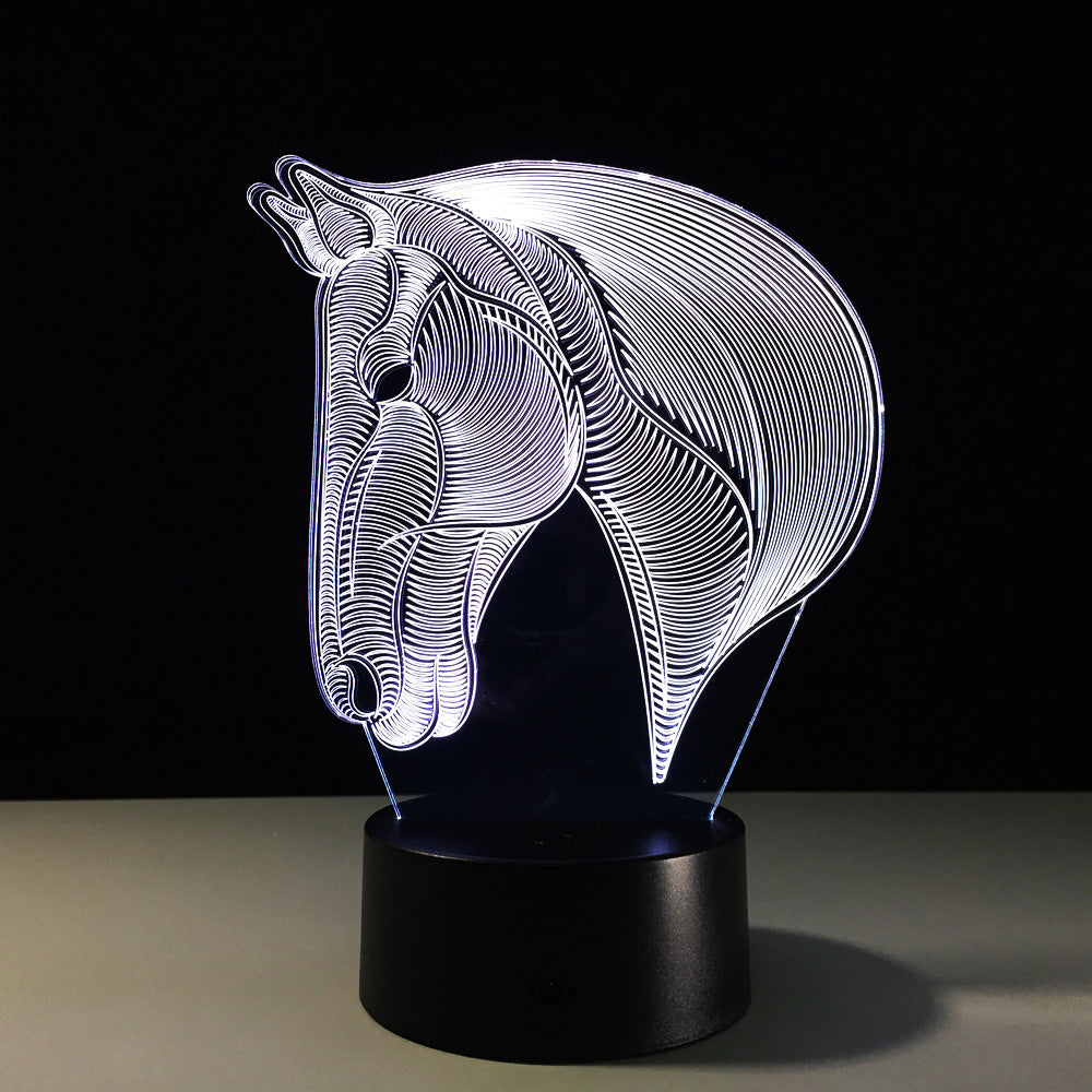 Horse Head LED Night Light Decorative Animal Lamp for Bedroom Soft Ambient Lighting