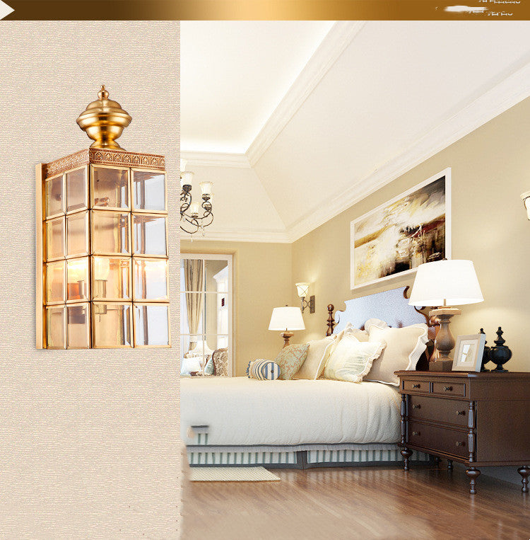 Modern Full Copper LED Wall Lamp Balcony Courtyard Pavilion Outdoor Decorative Lighting Fixture