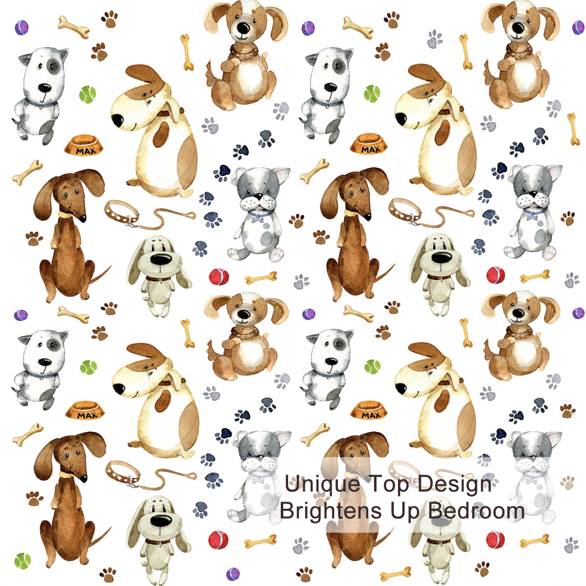 Kids Duvet Cover Set Cartoon Dogs Paws Pattern 3-Piece Bedding Set Cute Puppy Animal Bed Set