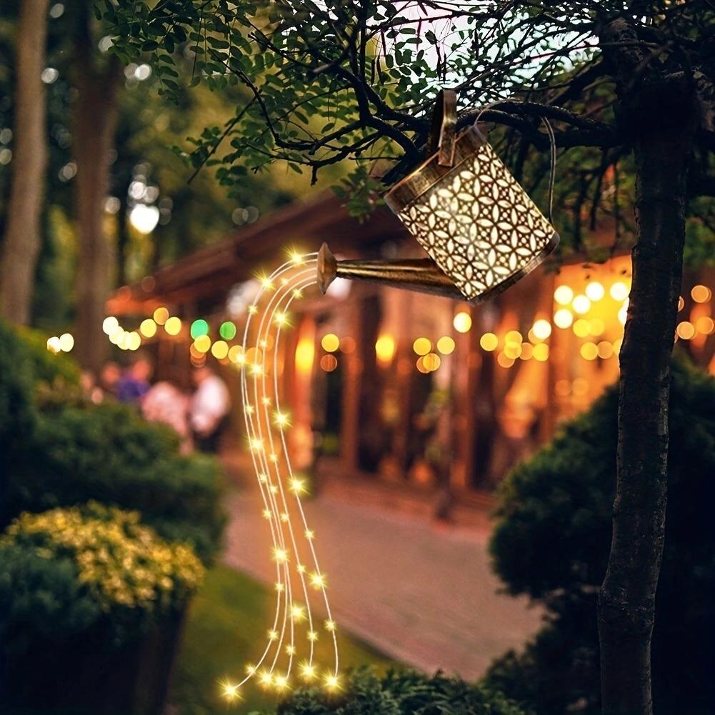 2-Pack LED Watering Can Solar String Lights Outdoor Solar Decorative Garden Hanging Lights for Patio Yard Decor