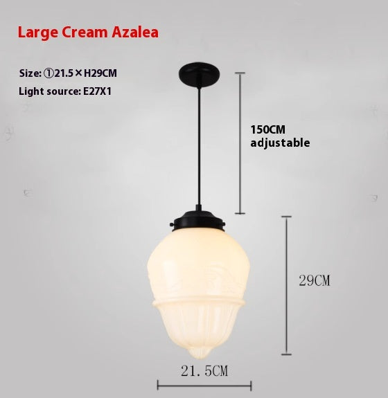 Retro Industrial Single-Head Chandelier – Cream Pendant Light for Living & Dining Room