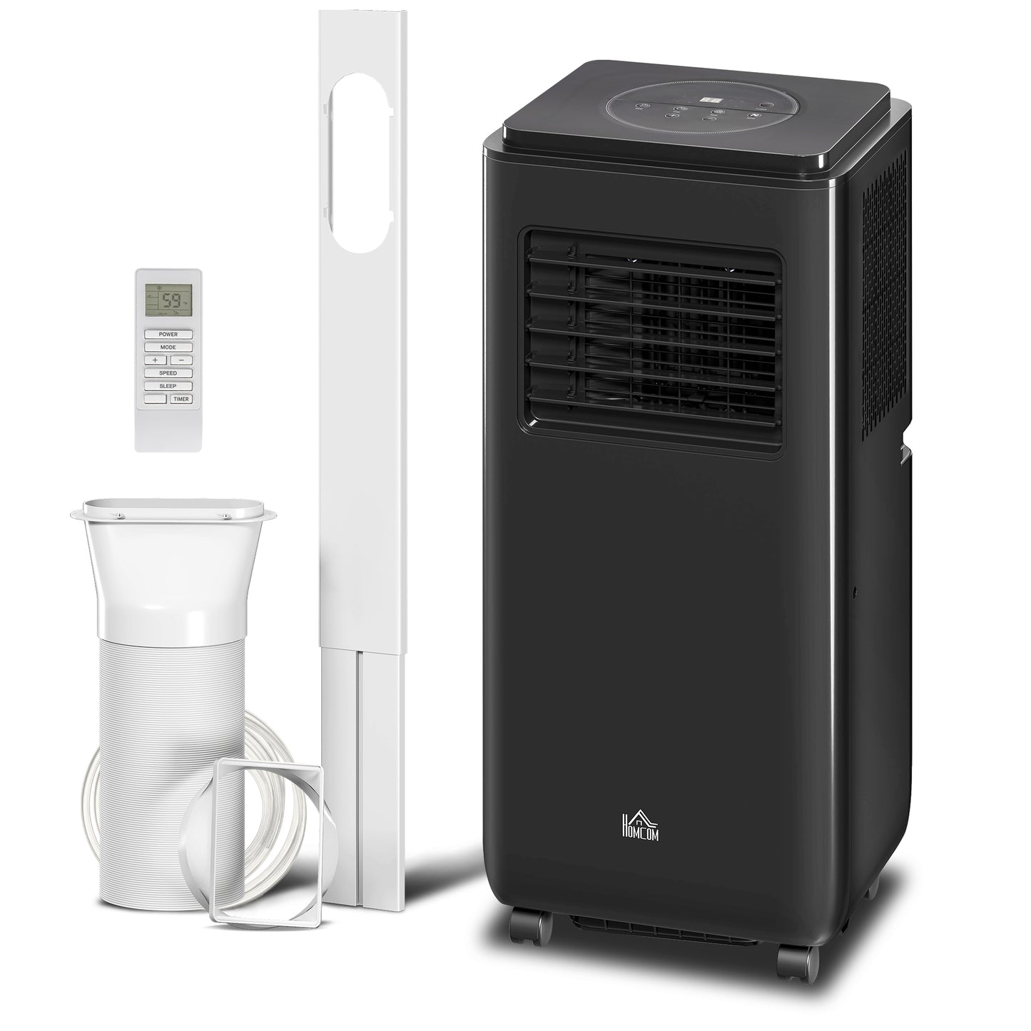8000 BTU Portable Air Conditioner for 345 Sq Ft Room Black AC Unit with Dehumidifier Fan Sleep Mode 24H Timer & Window Kit