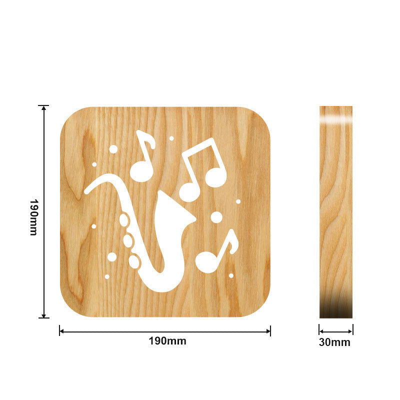 3D LED Music Note Night Light – Guitar Saxophone Violin USB Wooden Table Lamp for Living Room Decor