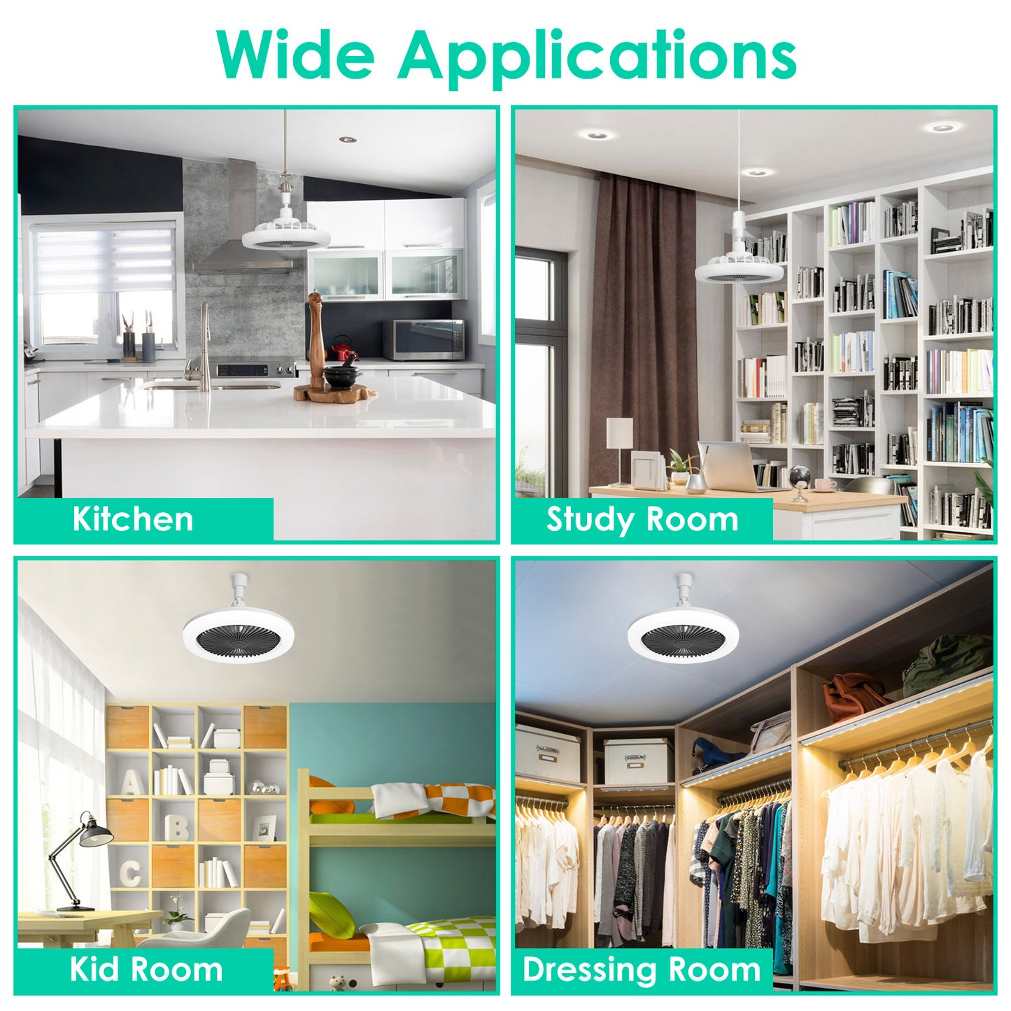 Ceiling Fan with Light Remote Control E27 Socket 9.44in Dimmable LED Fan Light 3 Speed Timer Bedroom Ceiling Fan White Grey