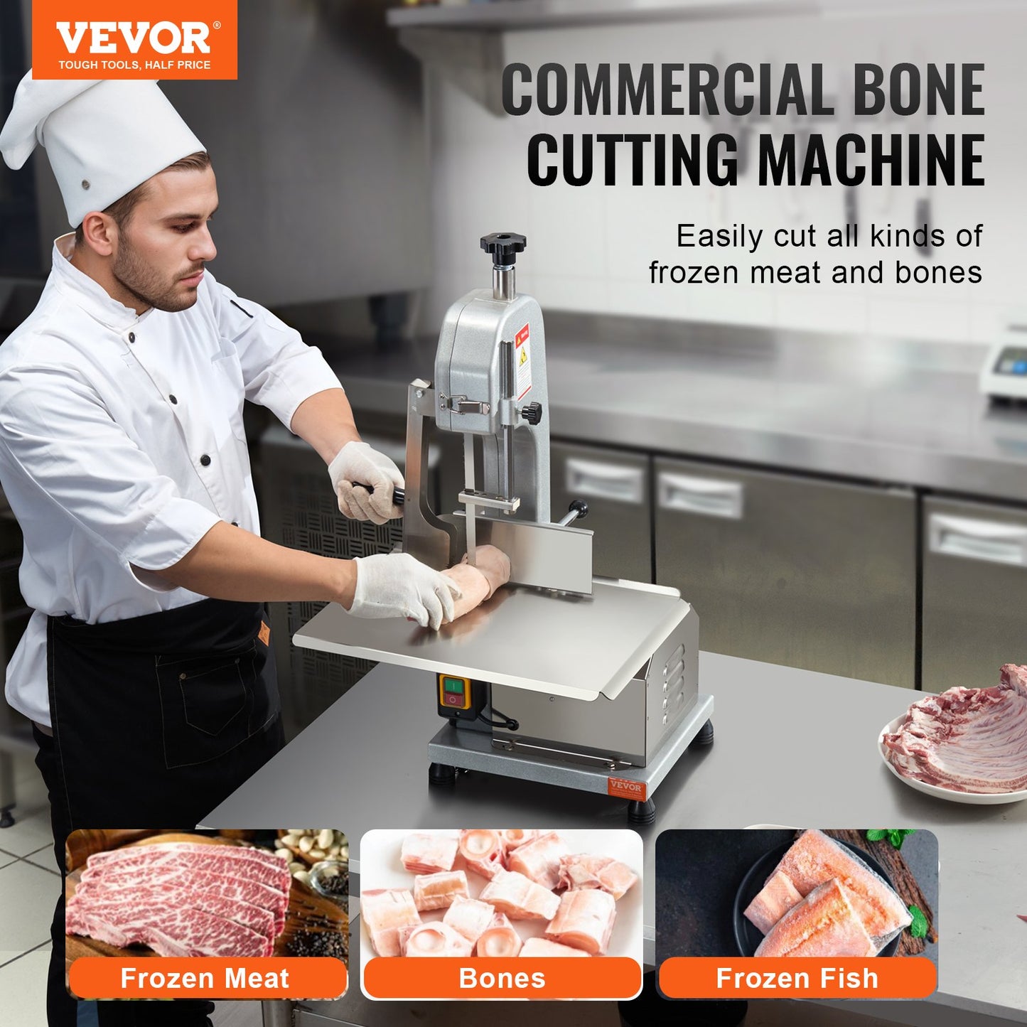 650W Commercial Electric Meat Bandsaw Stainless Steel Bone Saw Cutting Machine for Butchery Use