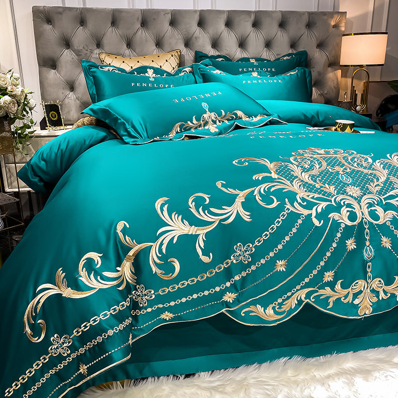 Ice Silk Quilt Bedding Set 4-Piece Cooling Bed Sheets Soft Breathable Summer Comforter Set