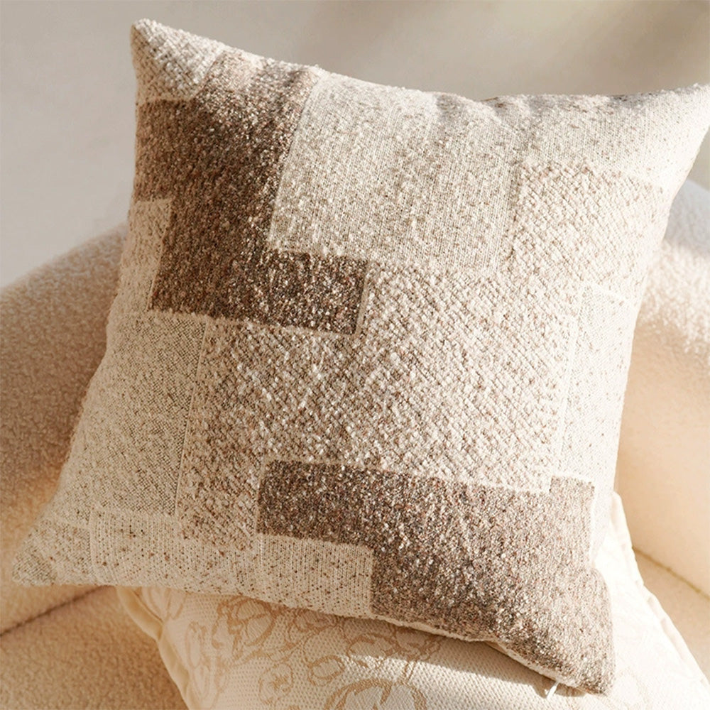 Linen Nordic Style Throw Pillow Covers with Tassel Caramel Color Geometric Retro Texture Cushion Case for Sofa Bedroom Living Room