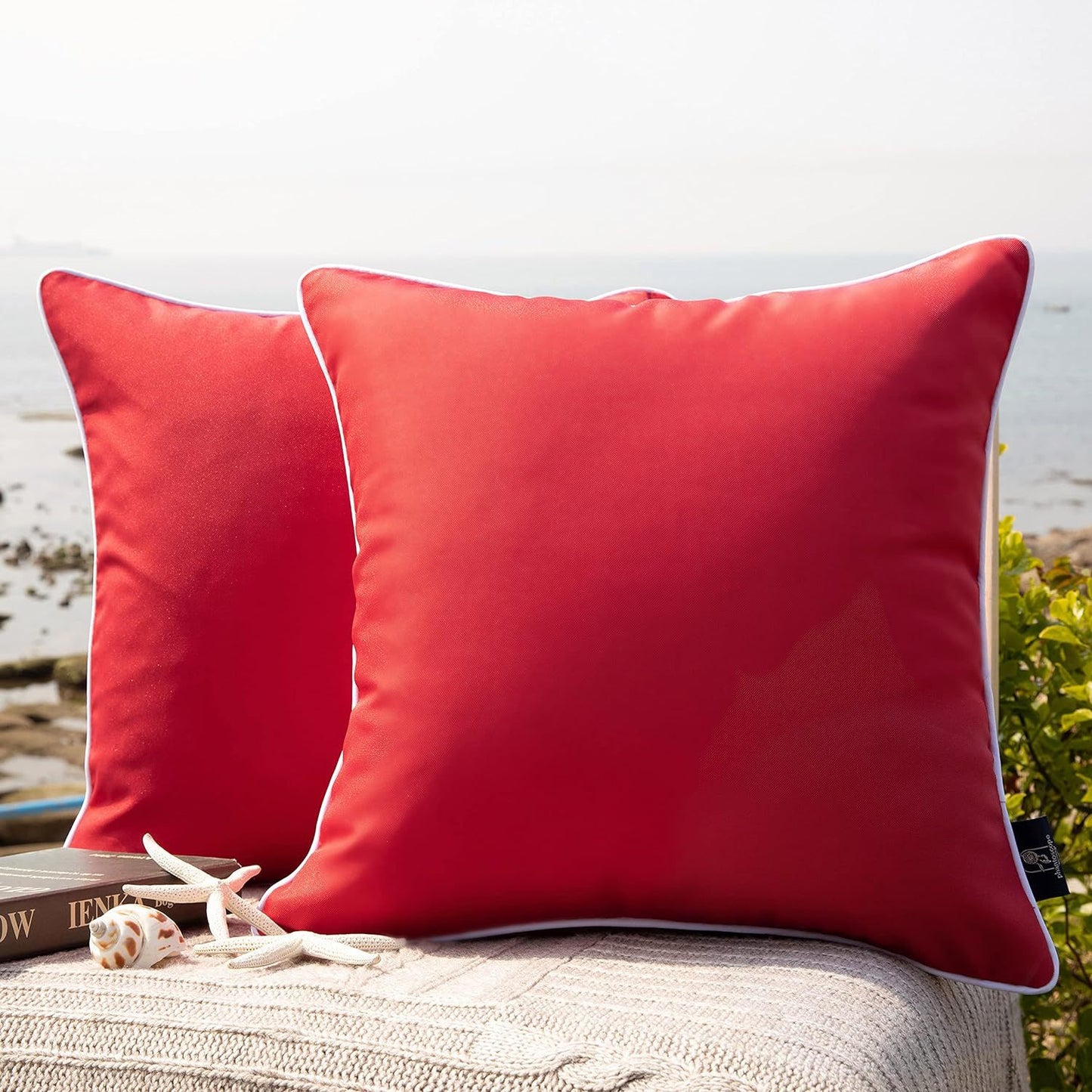 Outdoor Waterproof Throw Pillow Covers Solid Square Cushion Cases Patio Couch Tent Decorative Pillows