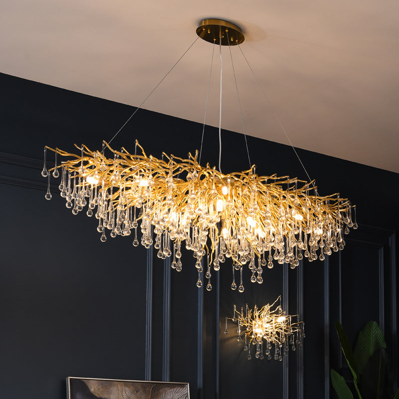 Postmodern Luxury Crystal Chandelier – Water Drop Atmosphere Lamp