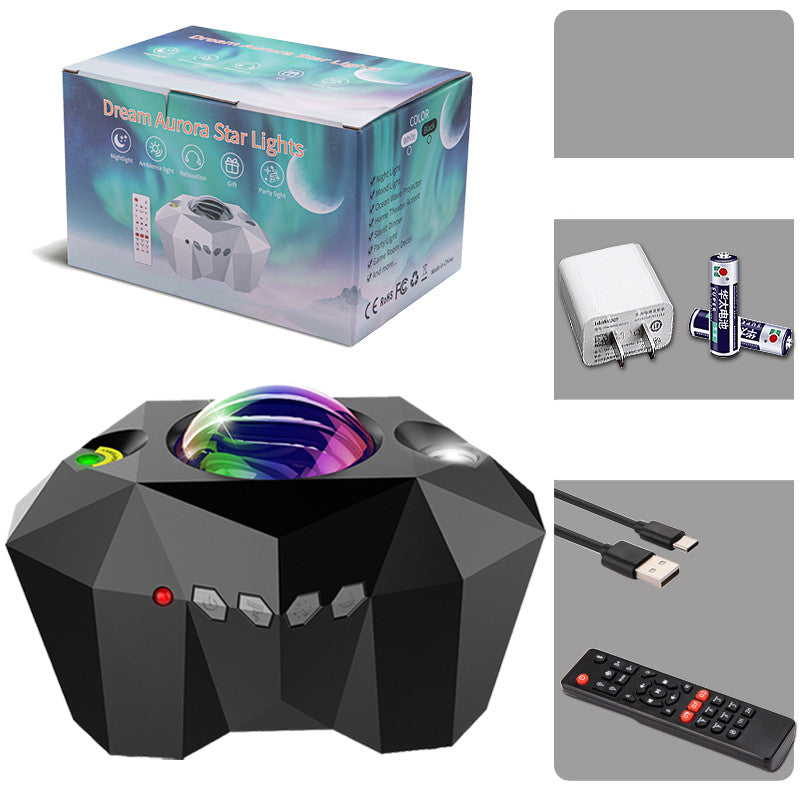USB Water Pattern Bluetooth Music Ocean Star Projector Lamp LED Night Light for Bedroom Relaxation Decor