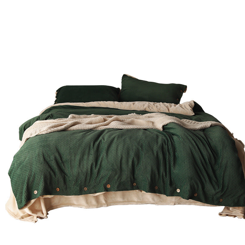 4-Piece Bedding Set Soft Comforter Duvet Cover Bed Sheets Pillowcases Cozy Bedroom Home Textile Set