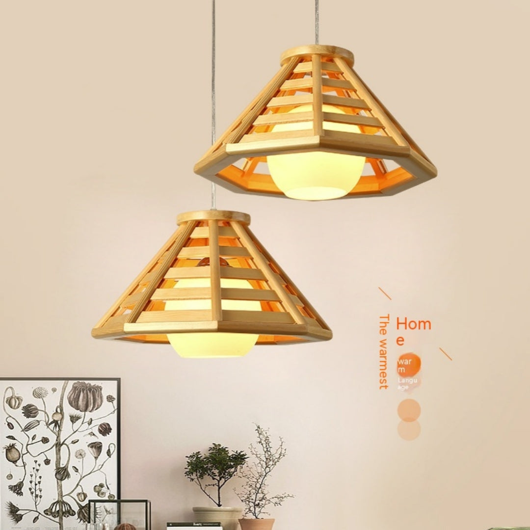 Modern Minimalist Bamboo Woven Ceiling Lamp – LED Chandelier for Restaurant, Bar & Balcony