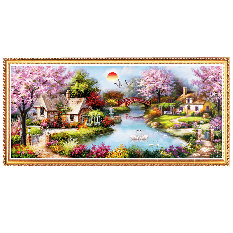 Cottage Diamond Painting Oil Style Cross Stitch DIY Crystal Mosaic Art Kit