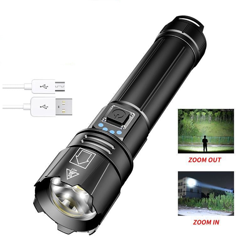30W White Laser Flashlight – Telescopic Focusing High Power LED Torch