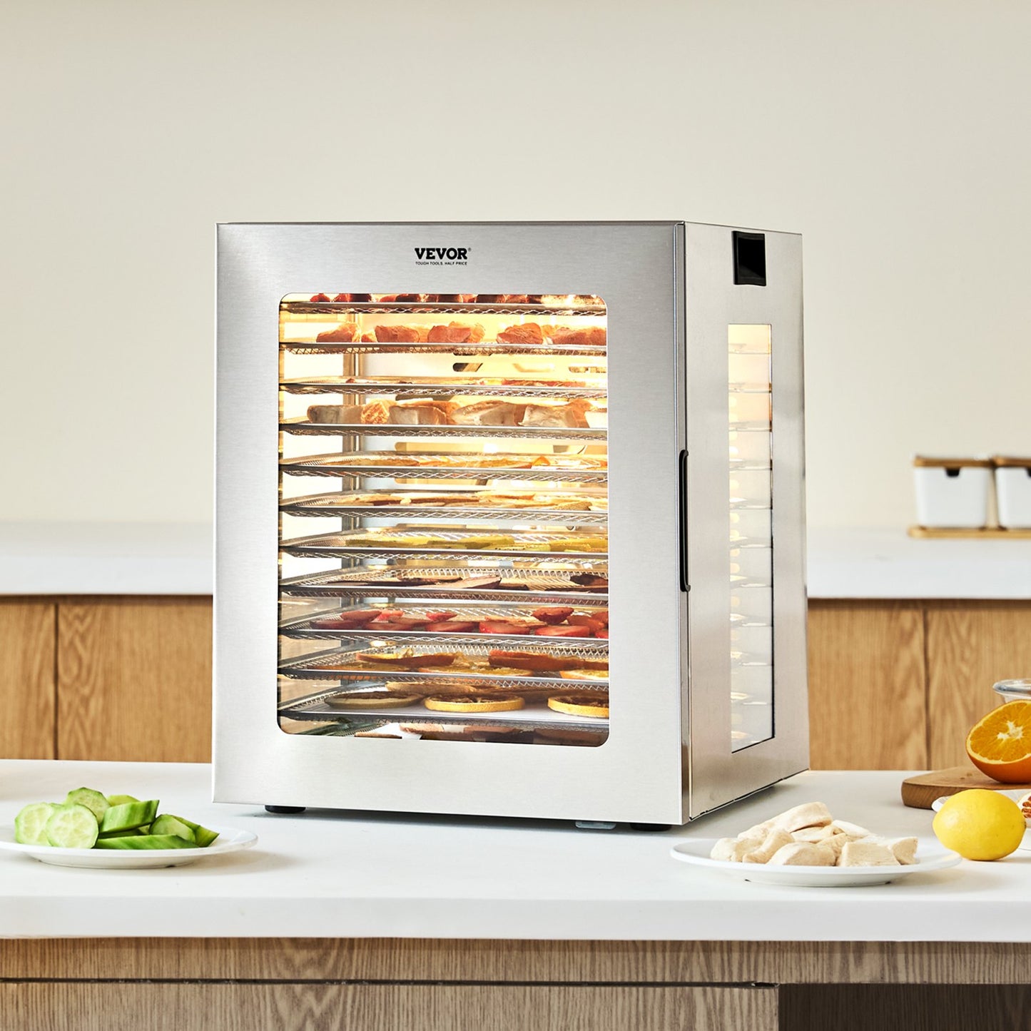 12 Tray Food Dehydrator Machine 850W Stainless Steel Jerky Fruit and Meat Dryer for Home Kitchen Use