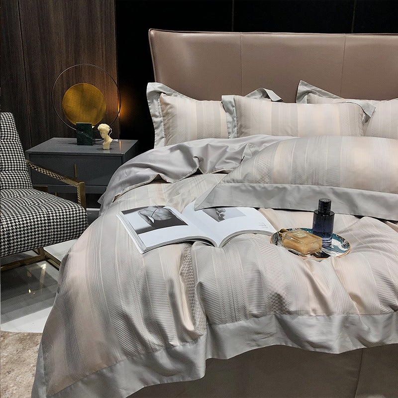 Four Piece Cotton Leopard Print Bedding Set Duvet Cover Stylish Luxury Bed Sheets Set for Bedroom Decor