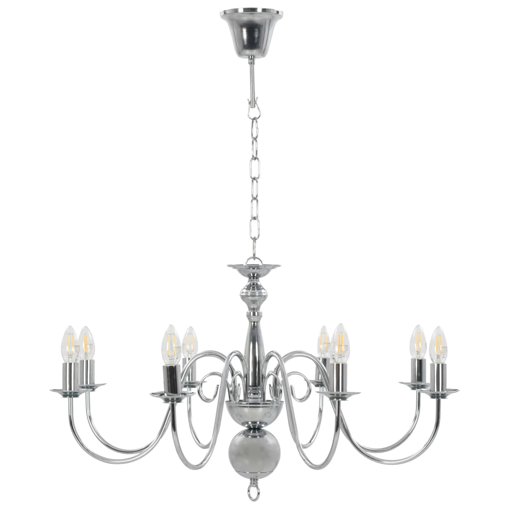 Silver 8-Light Chandelier for E14 Bulbs – Elegant Ceiling Lighting Fixture