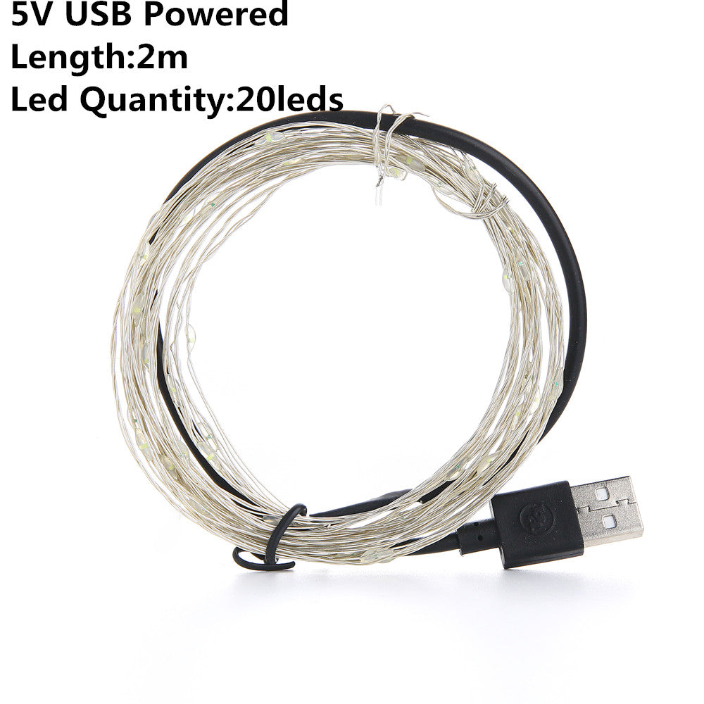 LED Christmas String Lights Battery USB Powered Copper Wire Fairy Lights 2m 5m 10m for Outdoor Wedding Party Decoration
