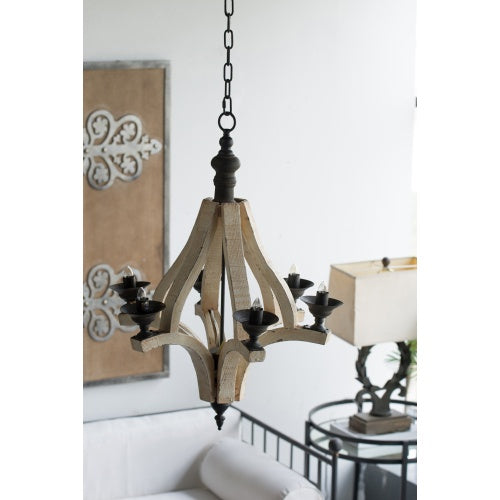 6-Light Wood Chandelier with Adjustable Chain – Kitchen & Dining Hall Lighting