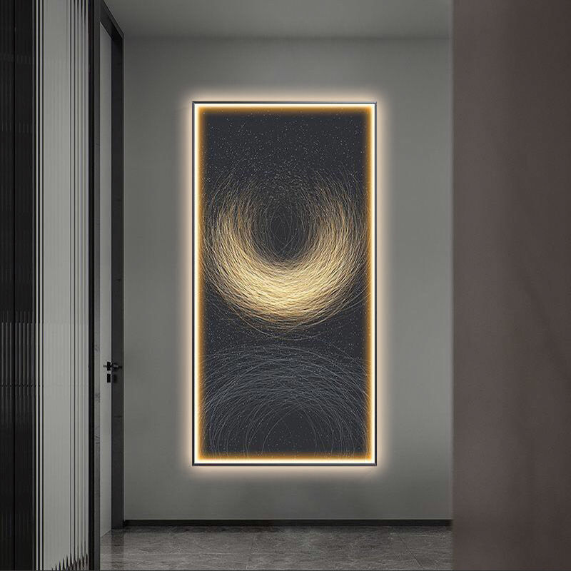 Modern Light Luxury Abstract Wall Art with LED Light Hanging Picture Decorative Wall Lamp for Living Room Home Decor