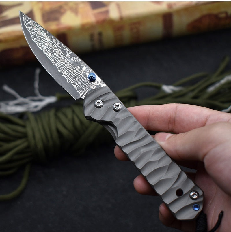Damascus Folding Pocket Knife – High Quality Outdoor Camping & Survival Cutting Tool