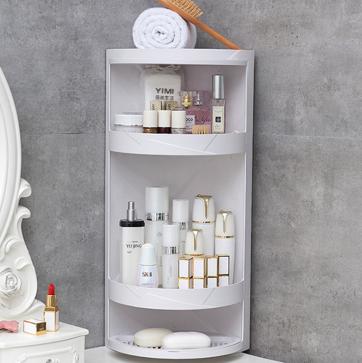 No-Drill Wall-Mounted Triangle Corner Shelf – Bathroom & Kitchen Storage Rack Organizer