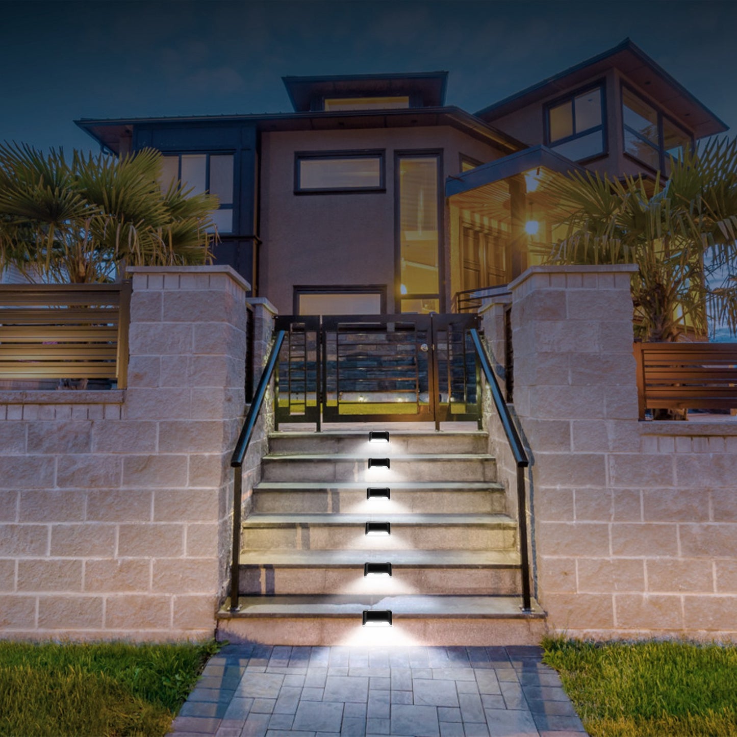 4 Pack Solar Powered LED Step Lights Outdoor Waterproof Dusk to Dawn Fence Stair Yard Railing Lights