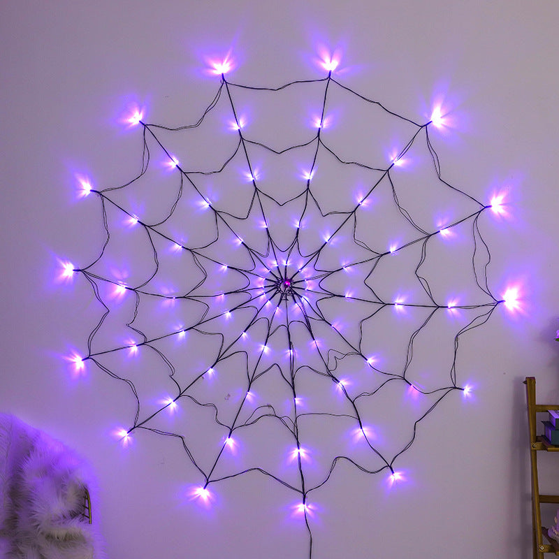 LED Spider Web Lights Halloween Decoration String Lights Horror Atmosphere Outdoor Indoor Party Decor