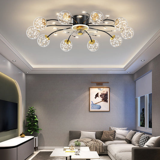 Nordic Star Fan Lamp Modern Light Luxury Ceiling Fan Light for Living Room Bedroom