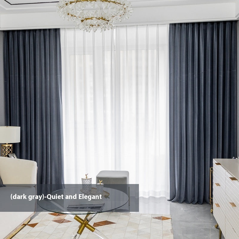 Full Shading Australian Wool Plush Velvet Curtain Insulated Non Inverted Finished Window Drapes for Home Decor