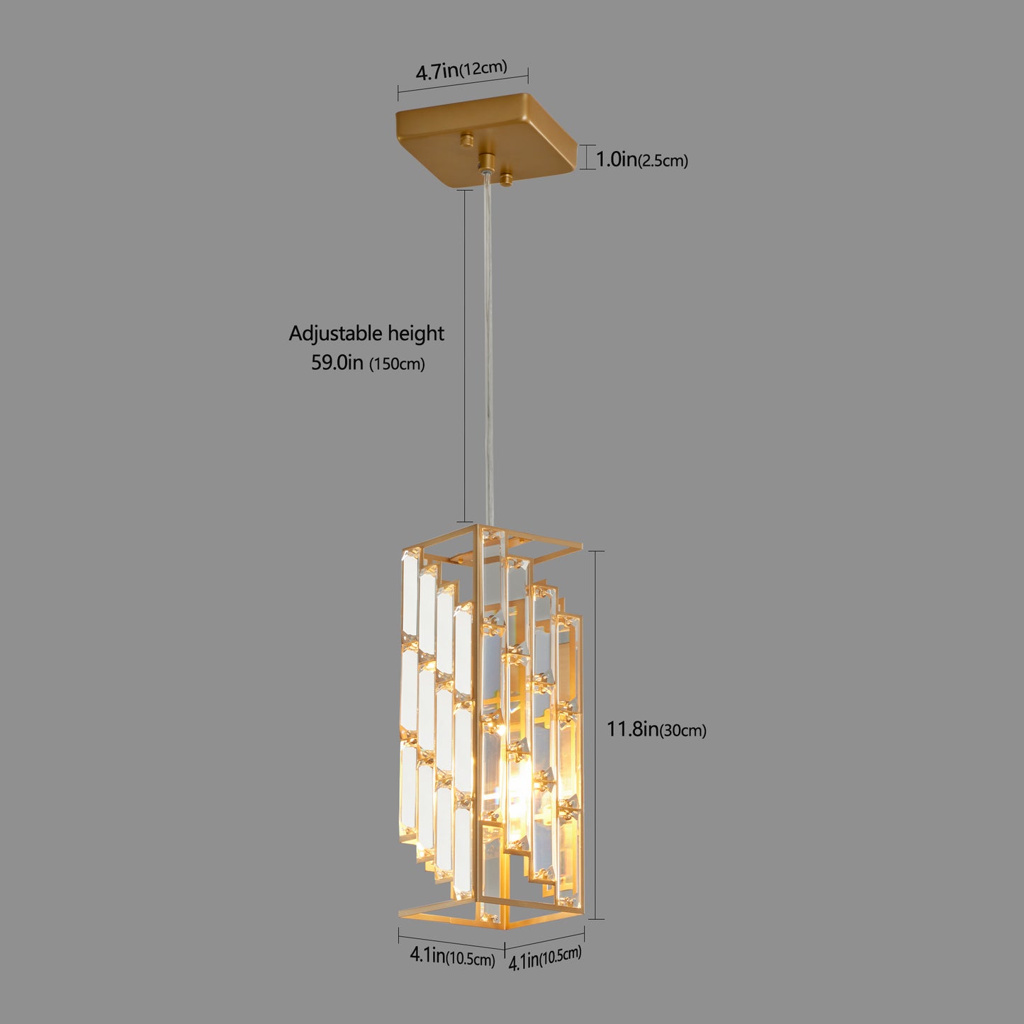 4-Inch Modern Crystal Pendant Light 3-Pack – Golden Adjustable Hanging Lamp for Dining Room & Kitchen Island