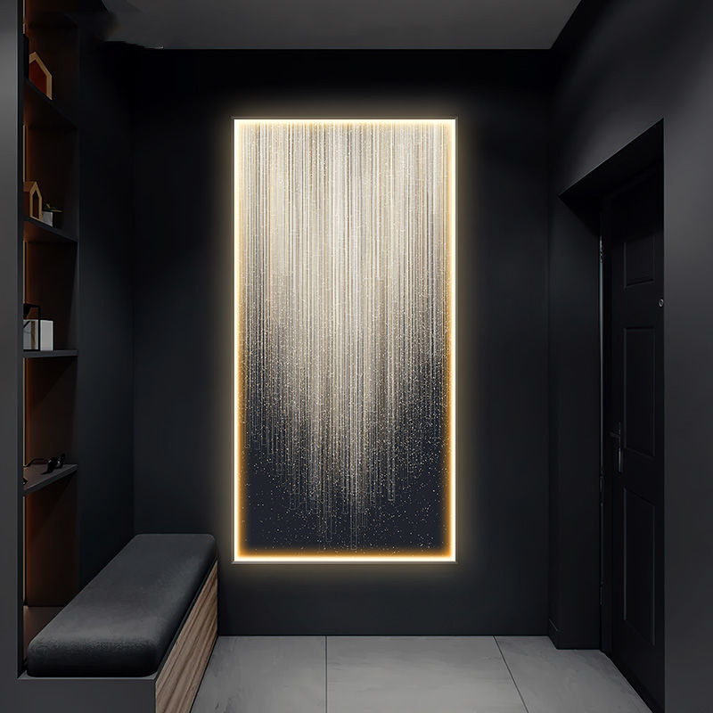 Modern Light Luxury Abstract Wall Art with LED Light Hanging Picture Decorative Wall Lamp for Living Room Home Decor