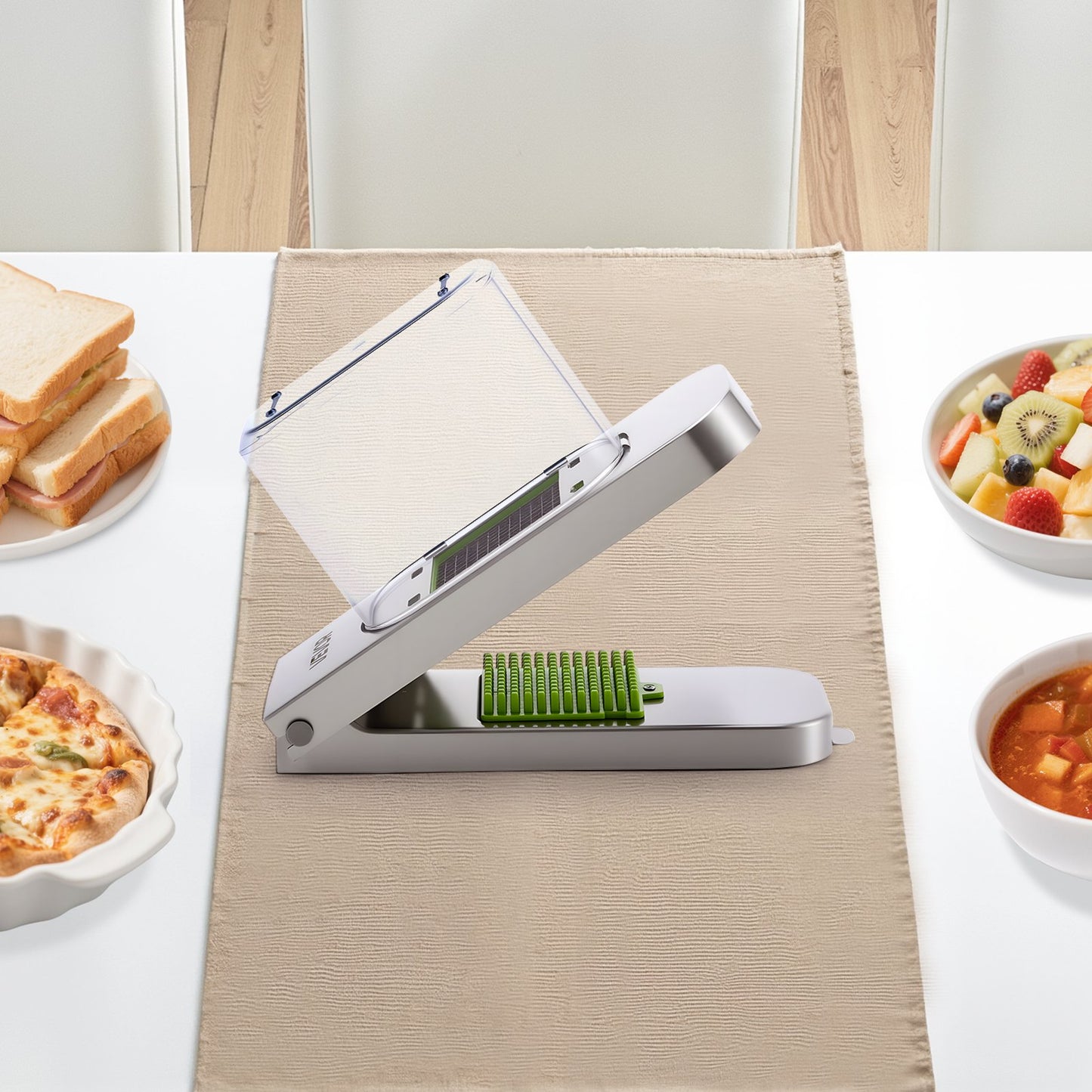 Vegetable Chopper 3 in 1 Stainless Steel Onion Slicer Food Cutter with Container Kitchen Gadget for Easy Meal Prep