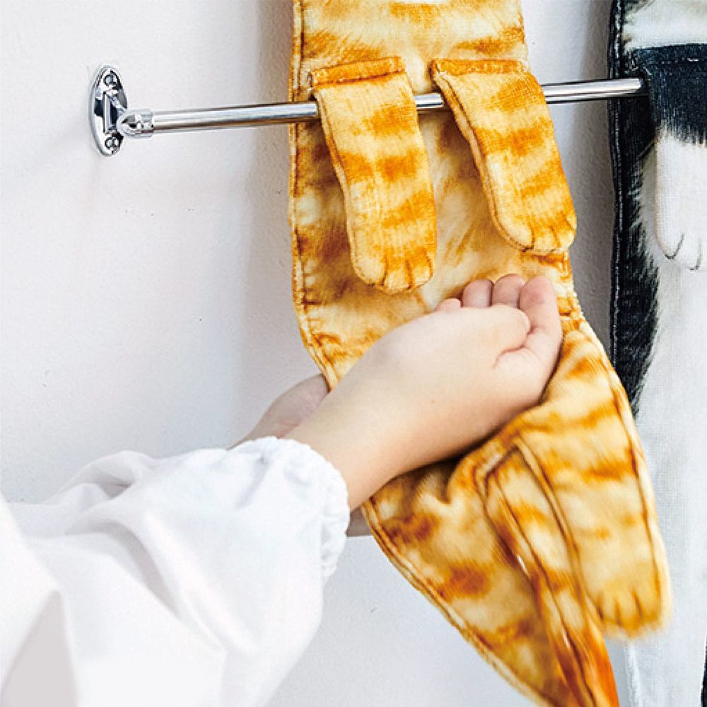 Long Cat Hand Towel Cute Cat Shape Bathroom Kitchen Absorbent Hanging Handkerchief Towel