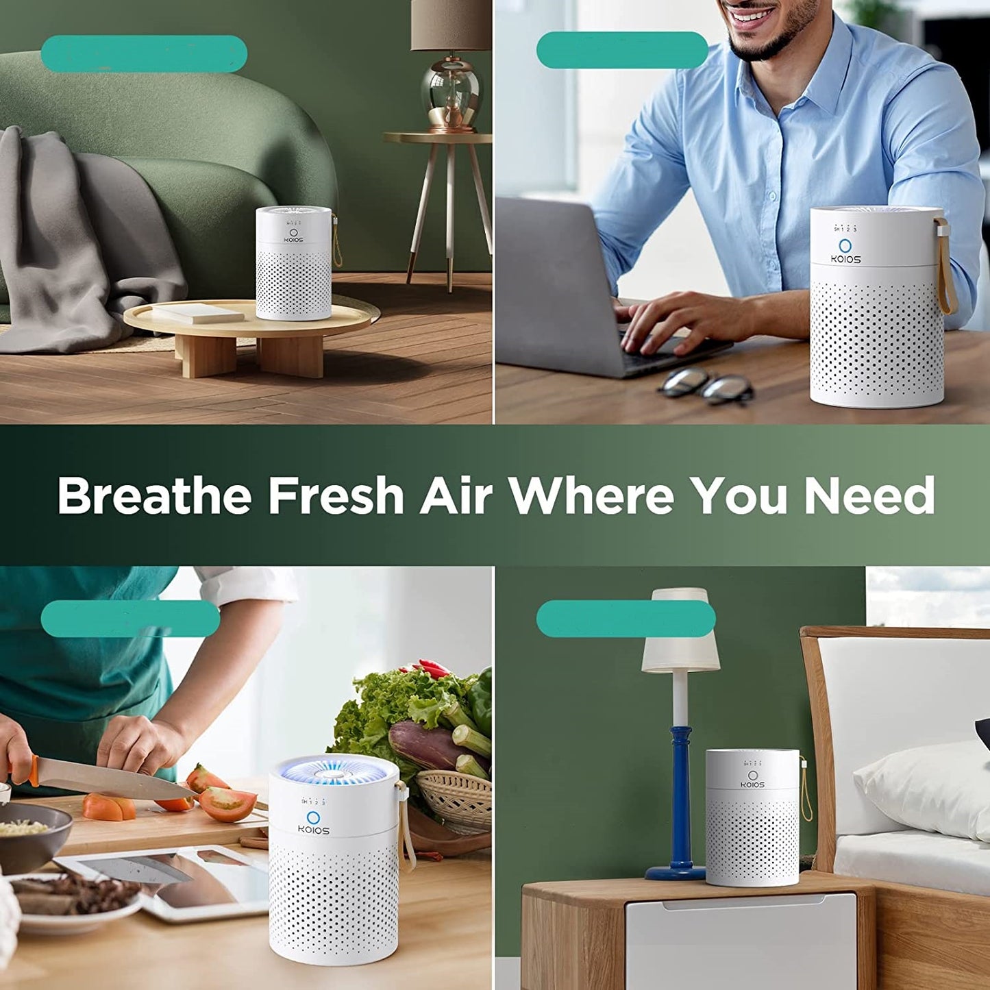 H13 True HEPA Air Purifier for Home Bedroom Quiet Portable Air Cleaner for Office and Living Room