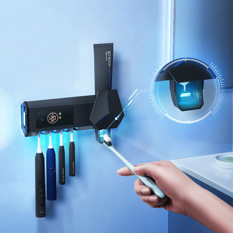 Smart UV Toothbrush Sterilizer – Wall-Mounted No-Drill Bathroom Shelf & Storage Holder