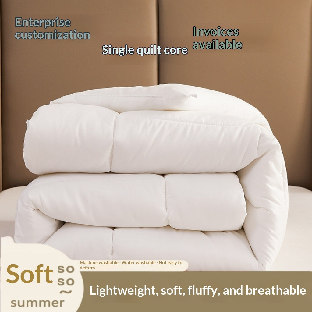 Pure White Hotel Comforter Four Season Duvet Insert Summer Cooling Cotton Quilt for Home and Guesthouse